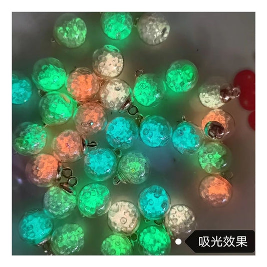 High-end luminous color glass pendants, transparent jewelry, Christmas popular transparent rainbow glass ball colorful pendants DIY jewelry accessories crystal magical flowing sand beads-Yoyo-shop
